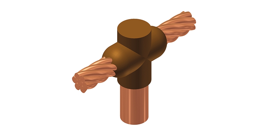 Exothermic Mold, Cable to Ground Rod, Tee, 5/8 in., Conductor 1 Size 2/ ...