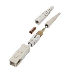 Unicam High-performance Connector, SC, 62.5 µm Multimode (OM1), Ceramic Ferrule, Logo, Single Pack, Beige Housing, Beige Boot