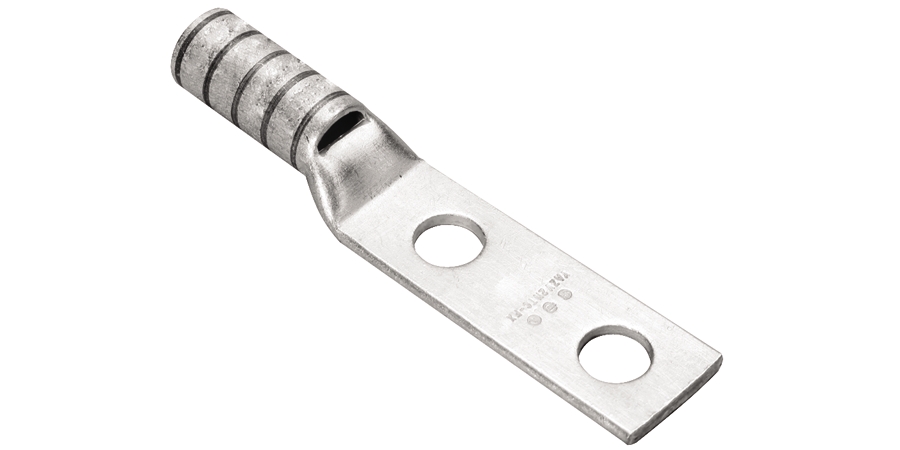 Compression Lug, Copper, Yellow, Chamfered, Standard, 2 Holes, Straight ...