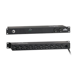 120 Volt 20 Amp Surge Protected, 19 Inch Rack Mount NO Switch and L5-20P Plug, Data Sensitive, 1440 Joules, 330V Impulse Clamping, 12 Feet 14-3 SJT Cord Length, Steel Housing - Black