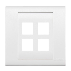 Excella QuickPort Wallplate, 4-Port, White, Includes Wallplate Frame and Insert, Connectors Sold Separately