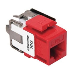 eXtreme 10G QuickPort Connector, Univeral Wiring, 110 Style Termination, UTP Category 6A, Crimson
