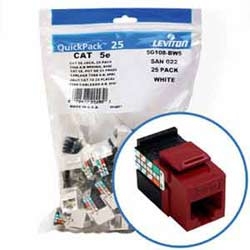 GigaMax 5e QuickPort Connector Quickpack, UTP Category 5e, 110 Style Termination, Universal Wiring, Red, Pack of 25
