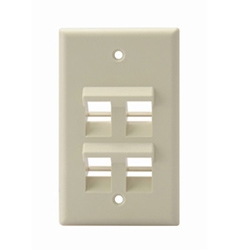 Angled QuickPort Wallplate 4-Port, Single Gang, Ivory