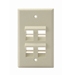 Angled QuickPort Wallplate 4-Port, Single Gang, Ivory