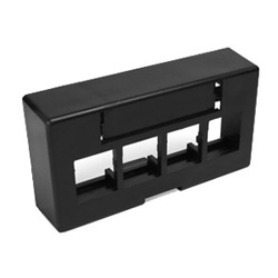QuickPort Modular Furniture Extended Depth Faceplate, 4-Port, Black, Includes 1 Blank Insert
