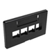 QuickPort Modular Furniture Faceplate, 4-Port, Black, Includes 1 Blank Insert, Compatible with Herman Miller products.