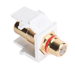 QuickPort RCA, Gold-Plated Connector with Red Stripe, White