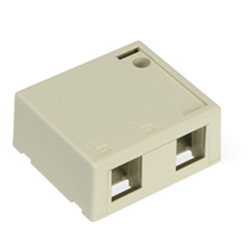 QuickPort Surface Mount Housing, 2-Port, Ivory, Includes 1 Blank QuickPort Insert