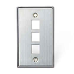 QuickPort Wallplate, Single Gang, 3-Port, Stainless Steel