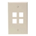 QuickPort Wallplate, Single Gang, 4-Port, Ivory