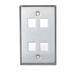 QuickPort Wallplate, Single Gang, 4-Port, Stainless Steel