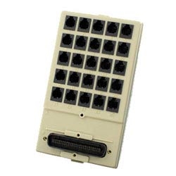 Surface-Mount Mini Patch Panel, (25) 6-position 2-conductor (RJ11) FCC Spec Jacks Connected To A Circuit Board with One Male 25-Pair Connector in Surface-mount Housing, Wired in Standard T-R Sequence (26-1, 27-2, 28-3, etc)