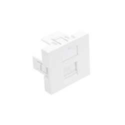 French-style Wallplate Insert, 45mm x 45mm, 1-Port, Flat, White, Includes Shutters and ID Window