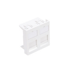 French-style Wallplate Insert, 45mm x 45mm, 2-Port, Flat, White, Includes Shutters and ID Window