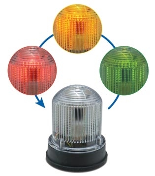 Multi-Status LED Beacon, 0.1 A, Amber/Green/Red, 240 fpm, 120 fpm, 65 ...