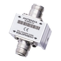 Type N F/F Coaxial RF Surge Protector, 1.5MHz - 700MHz, DC Block, 2kW, 3.5mJ, 50kA, Blocking Cap, Bracket Up, Hole Mount