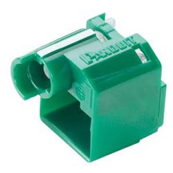 Recessed RJ45 Lock-in Device, Ten Devices (Green) and One Tool (Black)