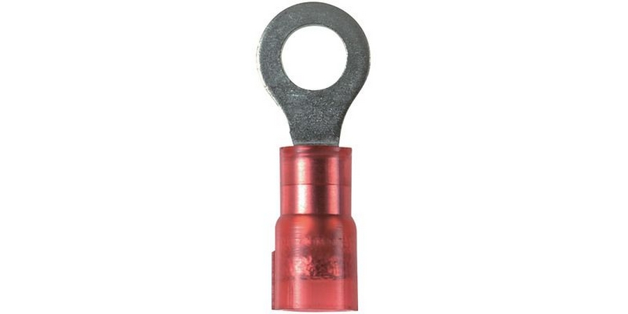 Ring Terminal, Stranded, Tin Plated, Nylon Insulated, Red, Copper, 0.86 ...