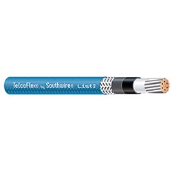 TelcoFlex III Central Office Power Cable, 2 AWG, Single Conductor, Class B Strand with Braid, LSZH, 600 Volts, Blue