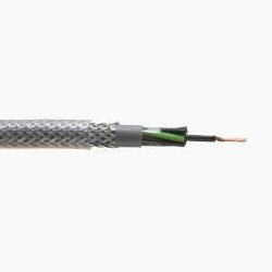 1 mm squared, 18 Conductor, ControlFlex SY bare copper, PVC, PVC, galvanized steel wire braid, PVC 300V AC conductor to ground, 500V AC between conductors, conductor coding: numbered 1 to 17 and green/yellow ground conductor