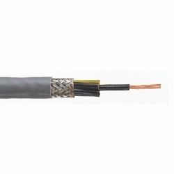 2.5 mm squared, 7 Conductor, ControlFlex CY bare copper, LSZH, tinned copper wire braid, LSZH color grey 300V AC conductor to ground, 500V AC between conductors, conductor coding: numbered 1 to 6 and green/yellow ground conductor