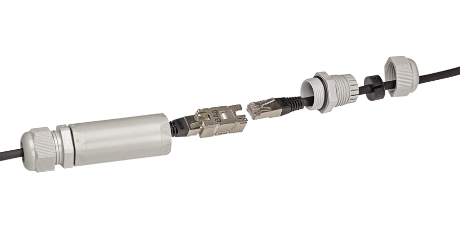 Compact IP66-rated Female/Female RJ45 Cable Coupler. Use To Extend A ...
