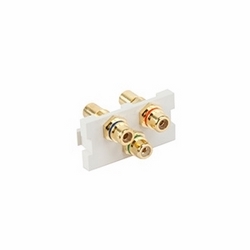 Multimedia Outlet System RCA 3-Port Adapter, Female-to-Female, A/V Colors: Red-PR, Blue-PB, Green-Y, 1 Unit MOS Module, White