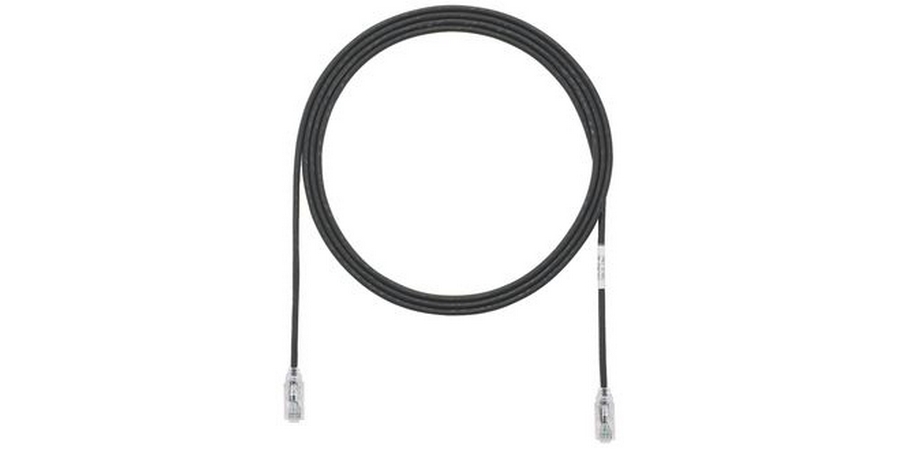 CBL ASSY MOD 28-4PR STRANDED, CAT 6, SMALL DIAMETER, 1 FT, NON-INTEG BLACK