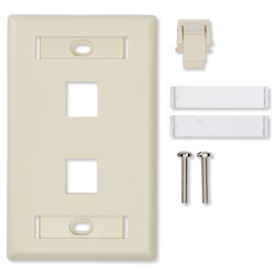 KeyConnect Faceplates 2-Port, with ID Windows, Single Gang, Flush White