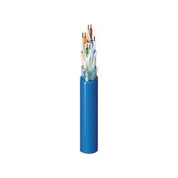 Cat 6+ (350MHz), 4-Pair, F/UTP-Foil Shielded, Riser-CMR, Premise Horizontal Cable, 23 AWG Solid Bare Copper Conductors, Polyolefin Insulation, Patented X-Spline, Overall Beldfoil Shield, PVC Jacket, 1000 Ft, Light Blue